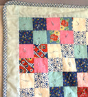 Patchwork Baby Quilt Handsewn Calico Floral Gingham Border Crib Blue Cottagecore