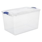 4 Pack Blue Sterilite Large Storage Bin 66 Quart Clear Plastic Storage Container