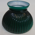 Vintage Emerald Green Cased Milk Glass Student Lamp Shade Ribbed 6  Fitter Old