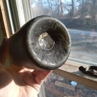 1740s Open Pontil Free Blown Crude Blackglass Long Neck Liquor Bottle 11 tall