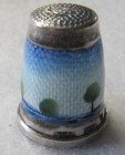  391 Guilloche Enamel Sterling Silver Thimble - Germany  size 7 
