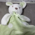 Blankets   Beyond Bunny Lovey Security Blanket Green White Polka Dot Plush Baby
