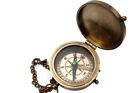 Pocket Calendar Compass Camping  Travelling Engraved Brass Compass Wood Box