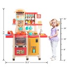 Kids Kitchen Playset Pretend Cooking Toy W cookwares light 65 Pcs Accessories