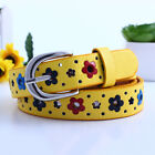 Toddler Kids Girls Boy Flower Waist Belt Buckle Faux Leather Child Waistband