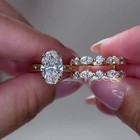 5 29ctw Oval Cut Moissanite Enhance Set Engagement Ring 14k Yellow Gold Plated
