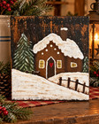 Primitive Gingerbread House Winter Hand Painted Reclaimed Wood Wall Decor