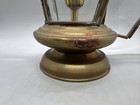 Vintage Brass Hanging Candle Holder Star Etched Glass Bevel Lantern 3 5x11   
