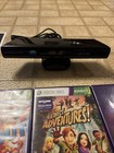 Microsoft Xbox 360 Kinect Sensor Bar 1473 Tested Black With 4 Games- Tested