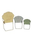 Mcm Metal Doll Lawn Porch Chair Plant Stand Clam Shell Scalloped Set Of 3