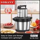 6 5l Electric Meat Grinder Household Food Blender Food Processor Stainless Steel