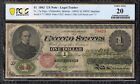 1862  1 Legal Tender Note  green Back   Pcgs 20 Fr 17a One Dollar Bill 78820