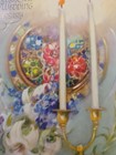Vtg Greeting Card-  Anniversary  - Flowers And Candles   Ribbon -used 1966