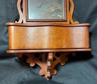 Antique Old Wooden American Furniture Hanging Mirror   Wood One Drawer Shelf