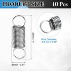 Extension Spring 10pcs  Wire Diameter 0 03  Od 0 31  Free Length 1  Silver
