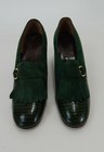 Vintage Hill And Dale Green Suede Heel Pumps Size 6 Aa Made In Usa