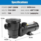 Hayward Replac 2hp Above inground Swimming Pool Pump 90gpm 49 max 1 5   Npt 115v