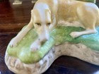 Rare Recumbent 19c English Staffordshire Or Continental Bisque Whippet Dog 4 6   