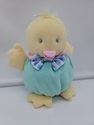Vtg Kids Gifts Duck Rattle Plush Pastel Yellow Rattle Bow Tie Baby Lovey 6    Htf 