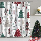 Christmas Shower Curtain  Christmas Tree Shower Curtain Set  Winter Shower Cu   
