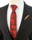 Mens Boys Skinny Pre-tied Zipper Ties Wedding Patterned One Size Black Red