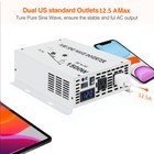 12v Dc To Ac 120v Power Inverter 1500 Watt Pure Sine Wave Solar Home System Car