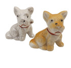 Westie Terrier Dog Animal Figurine Pairwhite Golden Japan Small Ceramic Vintage