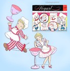 1950s Vtg Vogart Embroidery Transfer 150 Uncut Comic Cute Chef   Maid Tea Towels