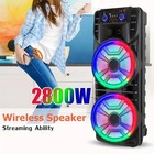 Dual 12   Woofer Bluetooth Speaker Heavy Bass Stereo Sound System Party   Mic