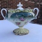 Antique Rs Prussia Hand-painted Roses Sugar Bowl With Lid Porcelain
