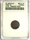 1800 Draped Bust Half Dime H10c 5c Coin - Certified Anacs Vf Detail - Rare Date