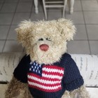 Ty Beanie Babies Buddy Curly Bear American Flag Sweater 17  1990  Plush