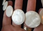 Vintage Mother Of Pearl Mop Graduating Disk Bead Silver Tone Necklace 20 In 