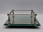 Vintage Glass Vanity Mirror Dresser Tray - Art Deco  Perfume Make Up Display 6x6