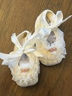 Vintage 1960s Mrs  Day s Ideal Baby Crib Shoes With Lace And Ribbon Details 