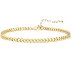 925 Solid Silver Chain Women s Cuban Chain Anklets 14k Yellow Gold Finish 9 Inch