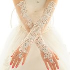 Bridal Long Rhinestone Lace Mesh Fingerless Mitten Gloves Wedding Tulle Decor