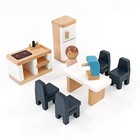 Wooden Toys Dollhouse Furniture Playset 35 Piece Furnitures With Family Dolls   