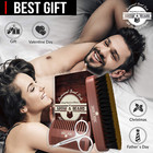 Beard Brush For Men   Beard Comb Set W mustache Scissors Grooming Kit  Natural 