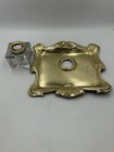 Vtg Art Nouveau Crystal Brass Desktop Inkwell