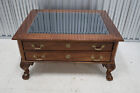 Vintage Chippendale Mahogany Display Coffee Table Ball   Claw Feet