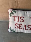 Vintage Needlepoint Vintage Tie The Season Throw Pillow Holiday Decorative Green