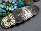 Navajo Repousse Stamped Sterling Silver 3 3 8  Long Barrette Nickel Clip
