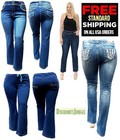 Jack David Womens Plus Size Blue Stretch Denim Jeans Slim Bootcut Skinny Jeans