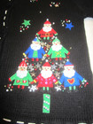 Vintage Airport Girls Sz Small Black Appliqu   Santa Christmas Cardigan Sweater