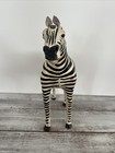 Rare Vintage Leather Wrapped Zebra Figure Hand Painted  15   l X 5   w X 15   h
