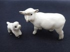 Vintage Hagen Renaker 2 Lambs Sheep Porcelain Figurine 1970 s Repaired Leg