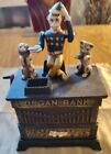 Vtg 1882 Kyser rex Cast Iron Organ Coin Bank - Monkey  Dog   cat  Works 881s