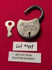 1910-1930 s Miller Round Steel Padlock W  Key  Old Vintage Antique Lock Lot  409
