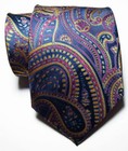 New Classic Paisley Red Gold Dark Blue Jacquard Woven  Silk Men s Tie Necktie
